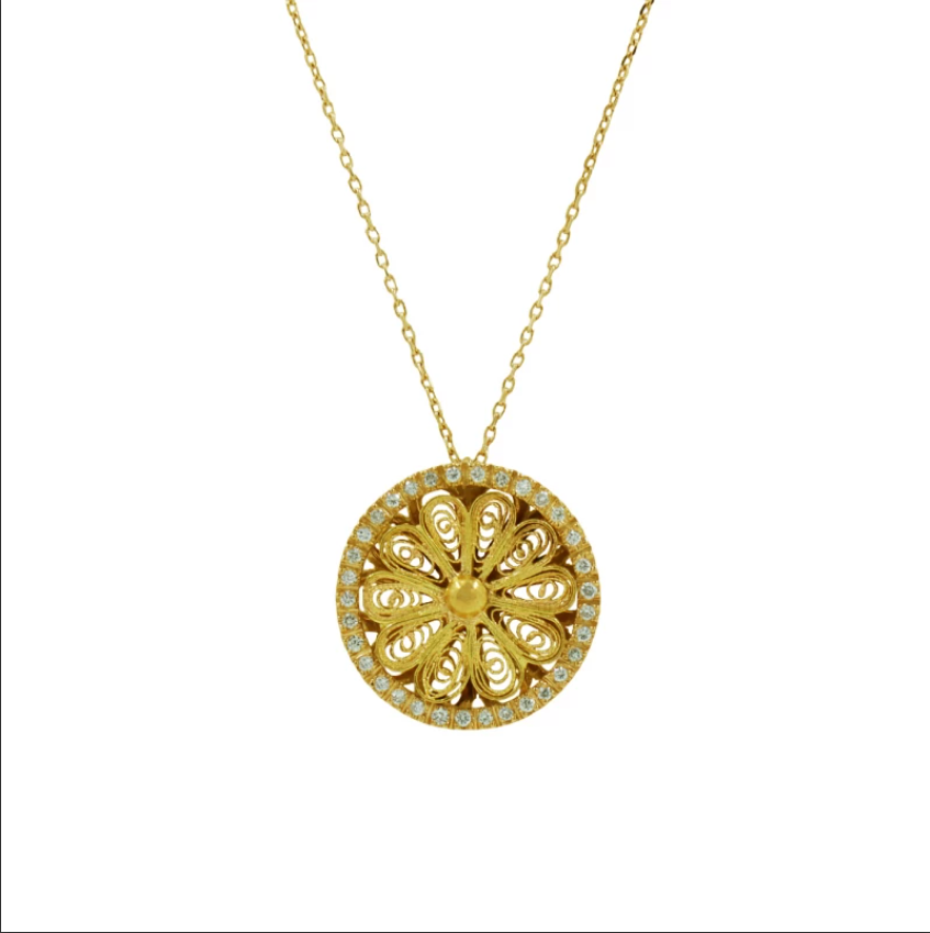Colar OURO Filigrana com Diamantes 113571